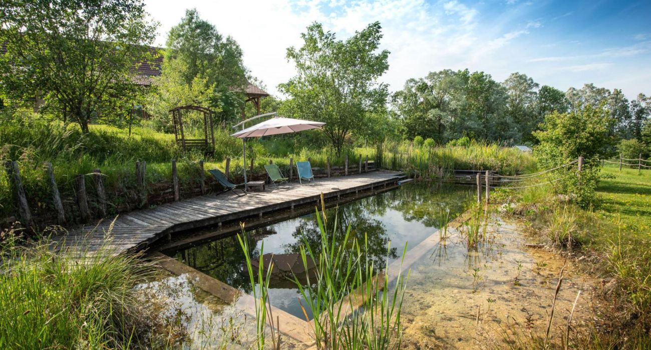 Plan large de l'espace de baignade naturelle