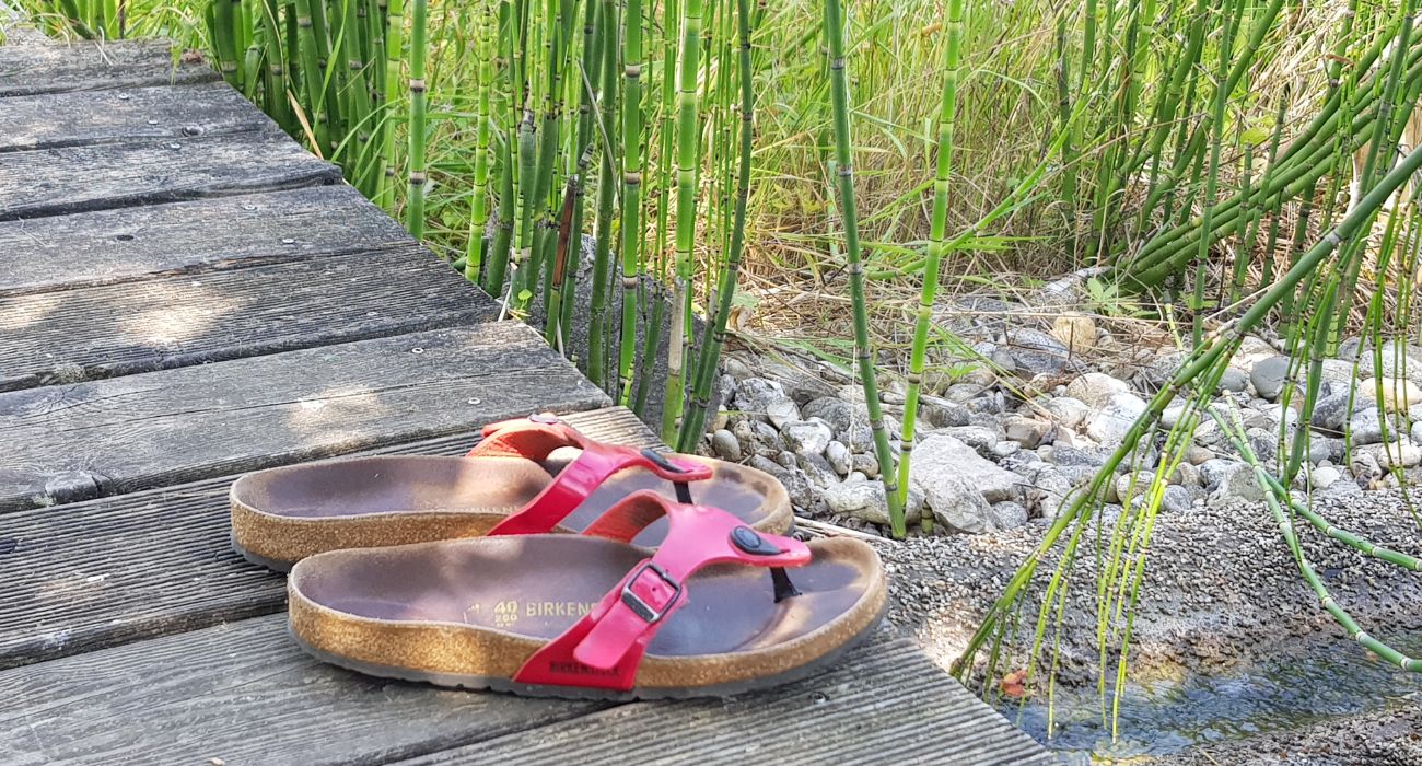 chaussures au bord de la prele