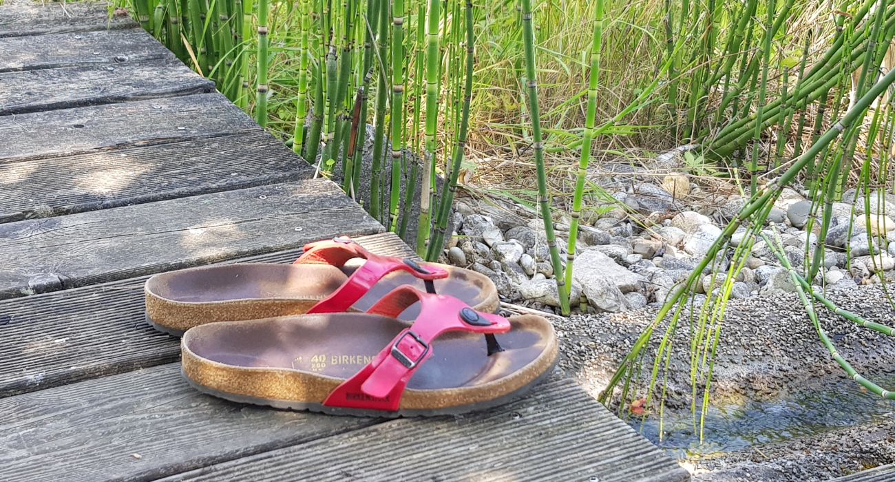 chaussure au bord de la piscine